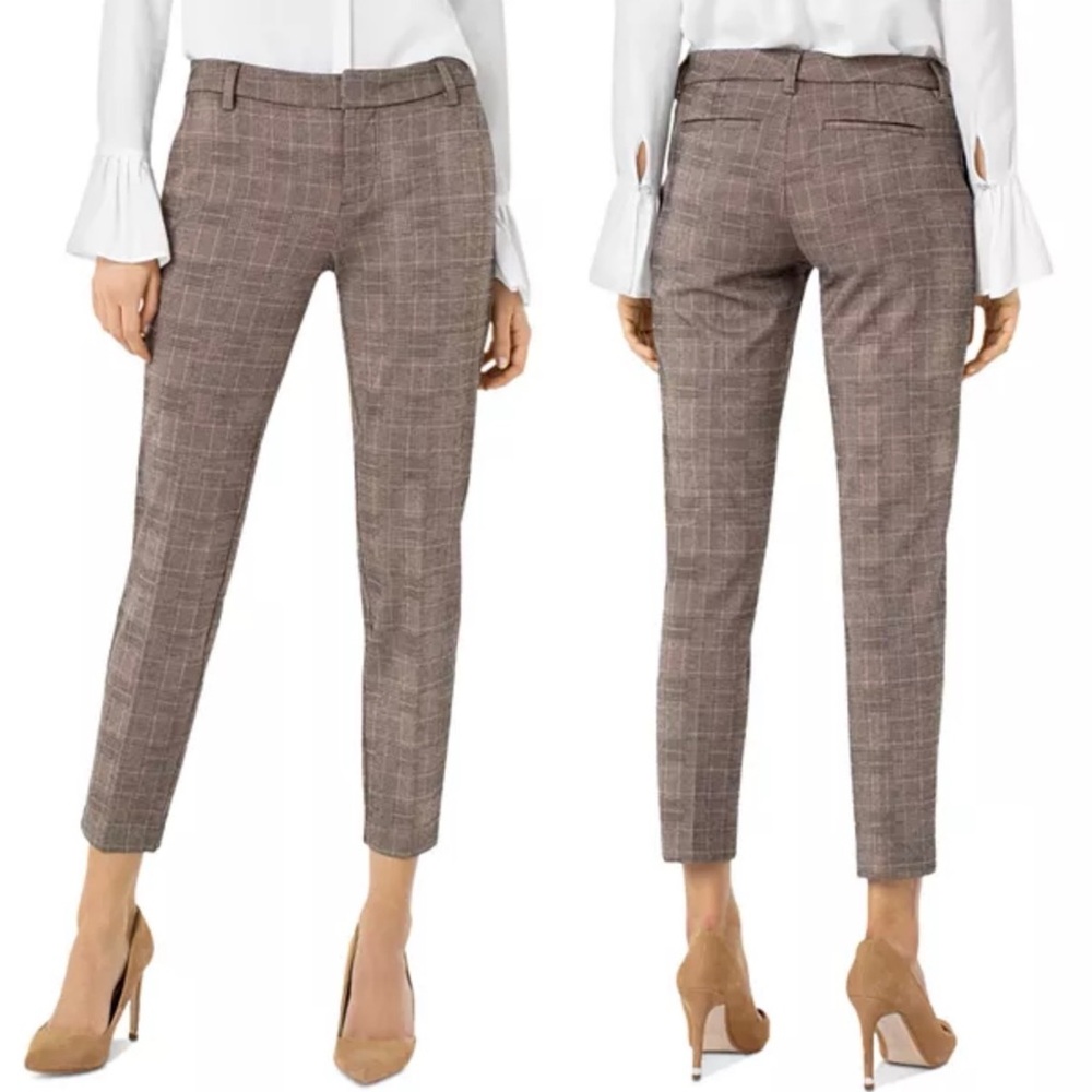 Liverpool Kelsey Knit Trouser Pants Sz 8/29 in Black Brown Plaid Straight Leg